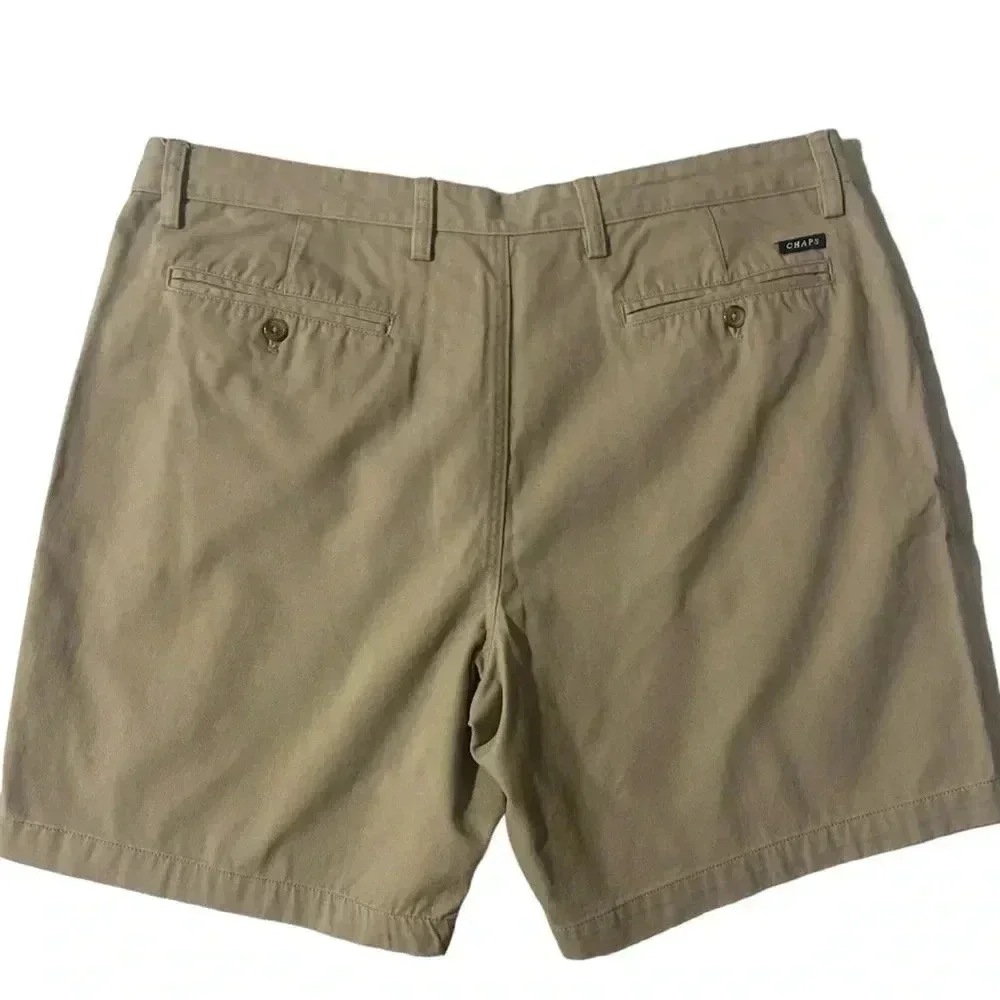 Chaps Men's Flat Front Tan Shorts